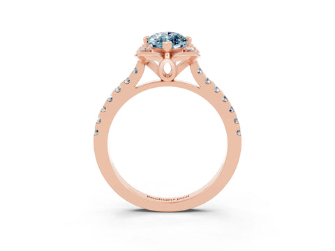 Rose gold Marquise Cut Aquamarine Ring with Pavé Band and Floral Prong Setting_3