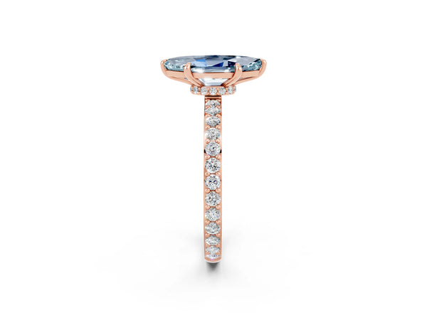 Rose gold Marquise Cut Aquamarine Pavé Engagement Ring with Round  Accents and Prong Setting