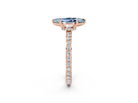 Rose gold Marquise Cut Aquamarine Ring with Pavé Band and Four-Prong Setting_2