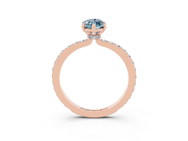 Rose gold Marquise Cut Aquamarine Pavé Engagement Ring with Round  Accents and Prong Setting