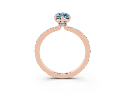 Rose gold Marquise Cut Aquamarine Ring with Pavé Band and Four-Prong Setting_3