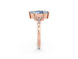 Rose gold Marquise Cut Aquamarine Ring with Side Stones and Four-Prong Setting_38