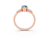 Rose gold Marquise Cut Aquamarine Ring with Side Stones and Four-Prong Setting_39