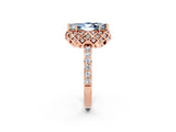 Rose gold Marquise Cut Aquamarine Scalloped Halo Engagement Ring with Round Shared Prong Band_14