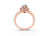 Rose gold Marquise Cut Aquamarine Scalloped Halo Engagement Ring with Round Shared Prong Band_15