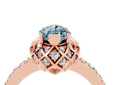 Rose gold Marquise Cut Aquamarine Scalloped Halo Engagement Ring with Round Shared Prong Band_16