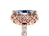 Rose gold Marquise Cut Aquamarine Scalloped Halo Engagement Ring with Round Shared Prong Band_17