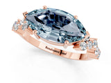 Rose gold Marquise Cut Aquamarine Scattered Round Accent Ring with Prong Setting_13