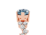 Rose gold Marquise Cut Aquamarine Scattered Round Accent Ring with Prong Setting_17