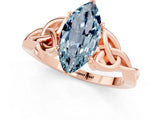 Rose gold Marquise Cut Aquamarine Solitaire Celtic Knot Ring with Four-Prong Setting_13