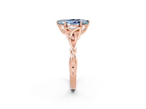 Rose gold Marquise Cut Aquamarine Solitaire Celtic Knot Ring with Four-Prong Setting_14
