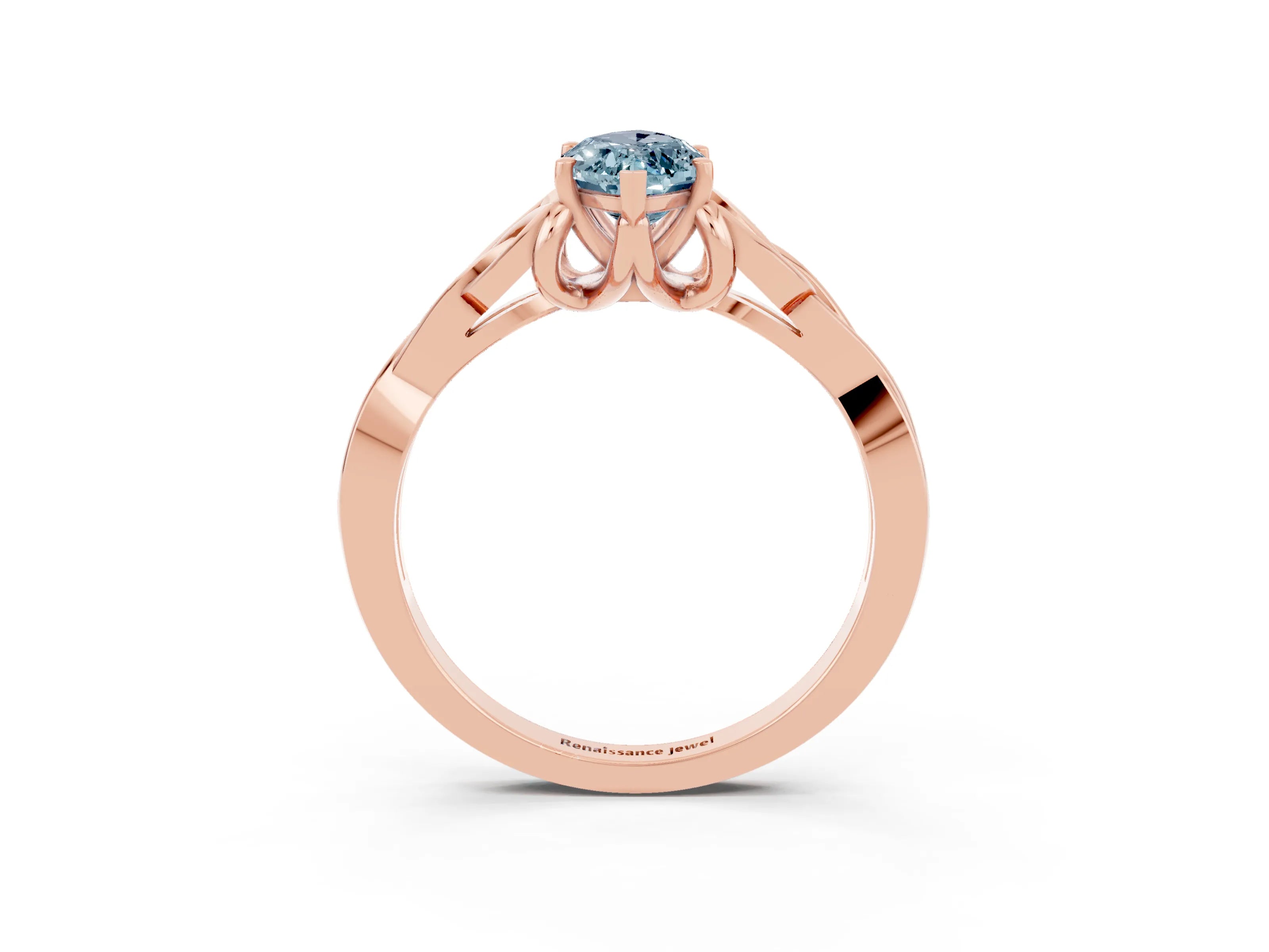 Rose gold Marquise Cut Aquamarine Solitaire Celtic Knot Ring with Four-Prong Setting_15