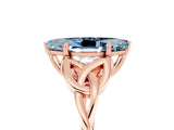 Rose gold Marquise Cut Aquamarine Solitaire Celtic Knot Ring with Four-Prong Setting_17