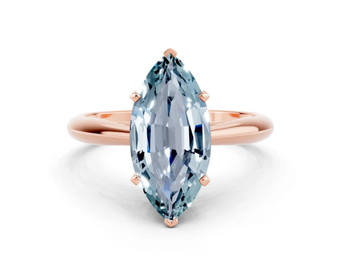 Rose gold Marquise Cut Aquamarine Solitaire Engagement Ring with Cathedral Setting and Four-Prong Mount_12