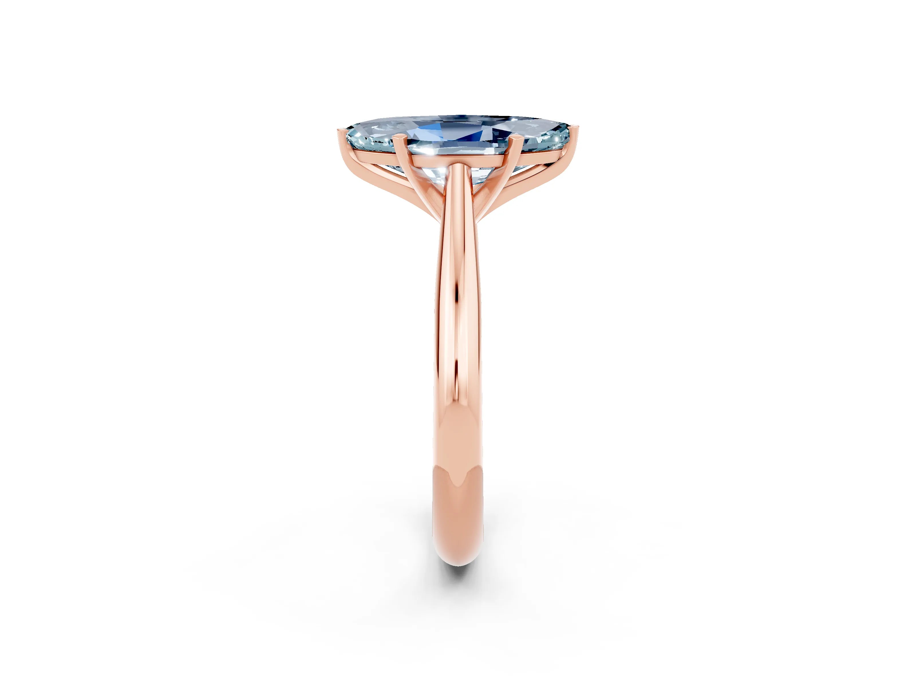 Rose gold Marquise Cut Aquamarine Solitaire Engagement Ring with Cathedral Setting and Four-Prong Mount_14