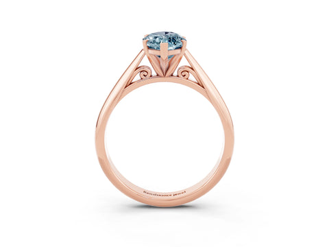 Rose gold Marquise Cut Aquamarine Solitaire Engagement Ring with Cathedral Setting and Four-Prong Mount_15
