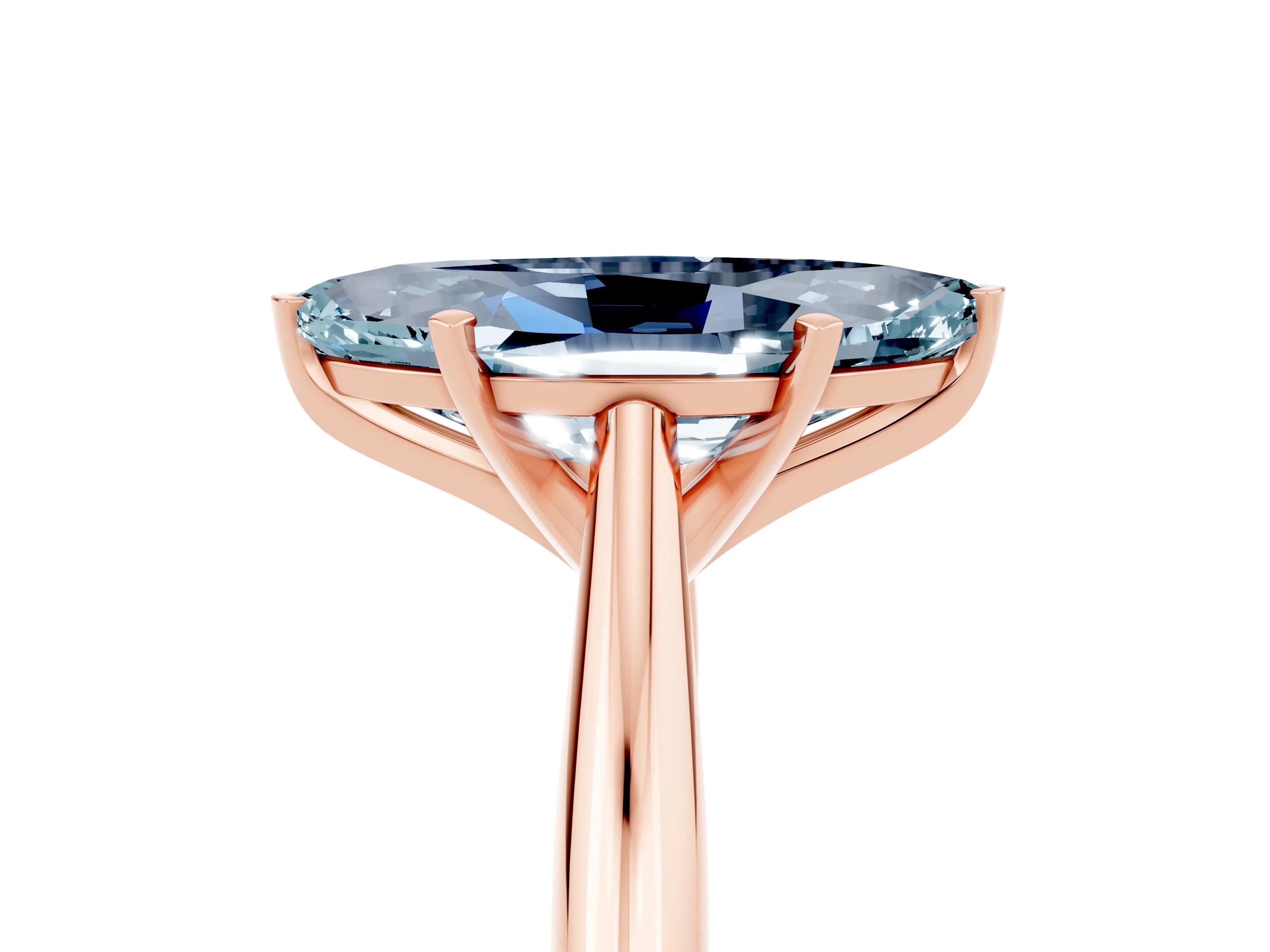 Rose gold Marquise Cut Aquamarine Solitaire Engagement Ring with Cathedral Setting and Four-Prong Mount_17
