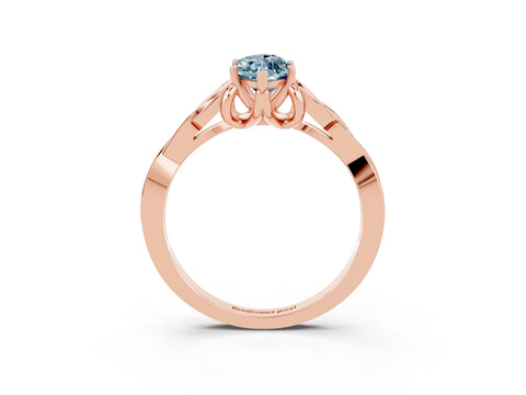 Rose gold Marquise Cut Aquamarine Solitaire Engagement Ring with Celtic Knot Band and Four-Prong Setting_3