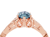 Rose gold Marquise Cut Aquamarine Solitaire Engagement Ring with Celtic Knot Band and Four-Prong Setting_4