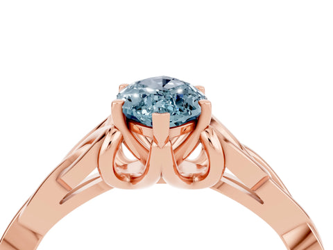 Rose gold Marquise Cut Aquamarine Solitaire Engagement Ring with Celtic Knot Band and Four-Prong Setting_4