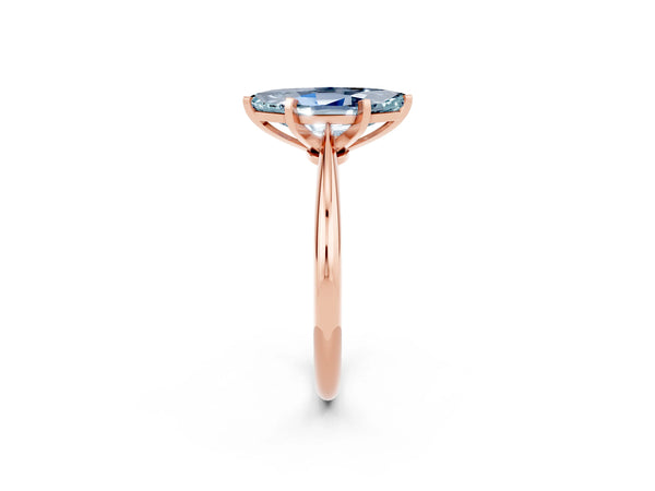 Rose gold Marquise Cut Aquamarine Solitaire Engagement Ring with Classic Band and Four-Prong Setting