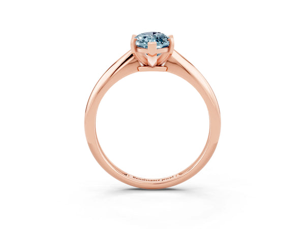 Rose gold Marquise Cut Aquamarine Solitaire Engagement Ring with Classic Band and Four-Prong Setting