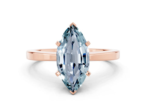 Rose gold Marquise Cut Aquamarine Solitaire Engagement Ring with Classic Band and Four-Prong Setting_44