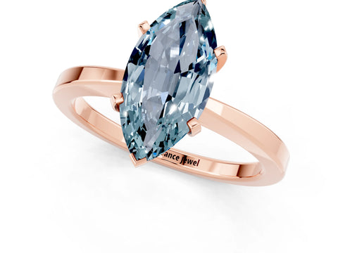 Rose gold Marquise Cut Aquamarine Solitaire Engagement Ring with Classic Band and Four-Prong Setting_45