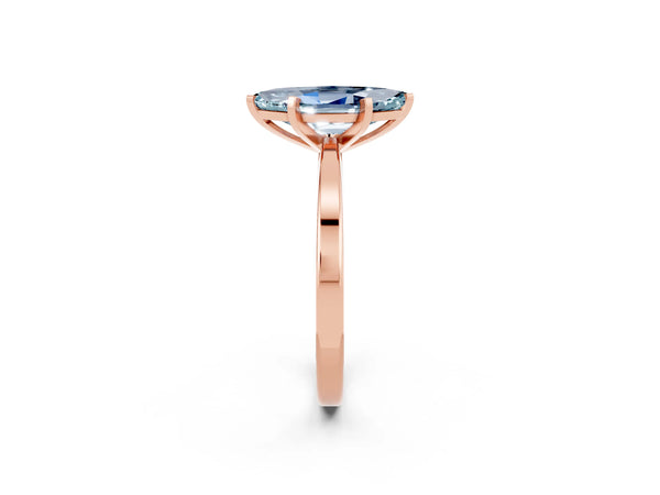 Rose gold Marquise Cut Aquamarine Solitaire Engagement Ring with Classic Band and Four-Prong Setting