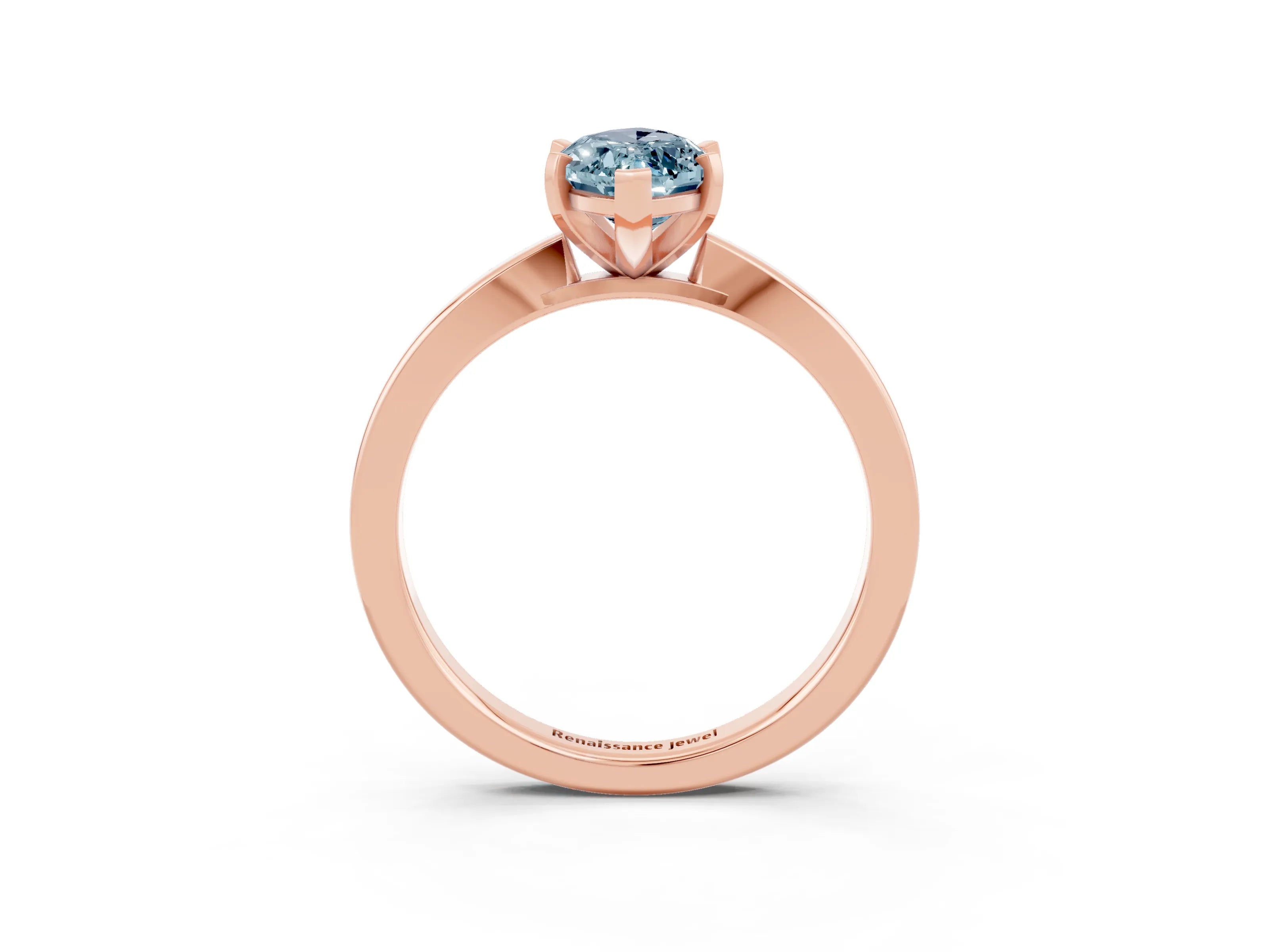 Rose gold Marquise Cut Aquamarine Solitaire Engagement Ring with Classic Band and Four-Prong Setting_47