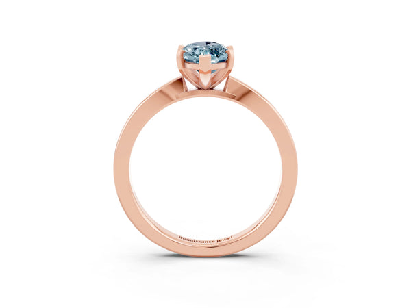 Rose gold Marquise Cut Aquamarine Solitaire Engagement Ring with Classic Band and Four-Prong Setting