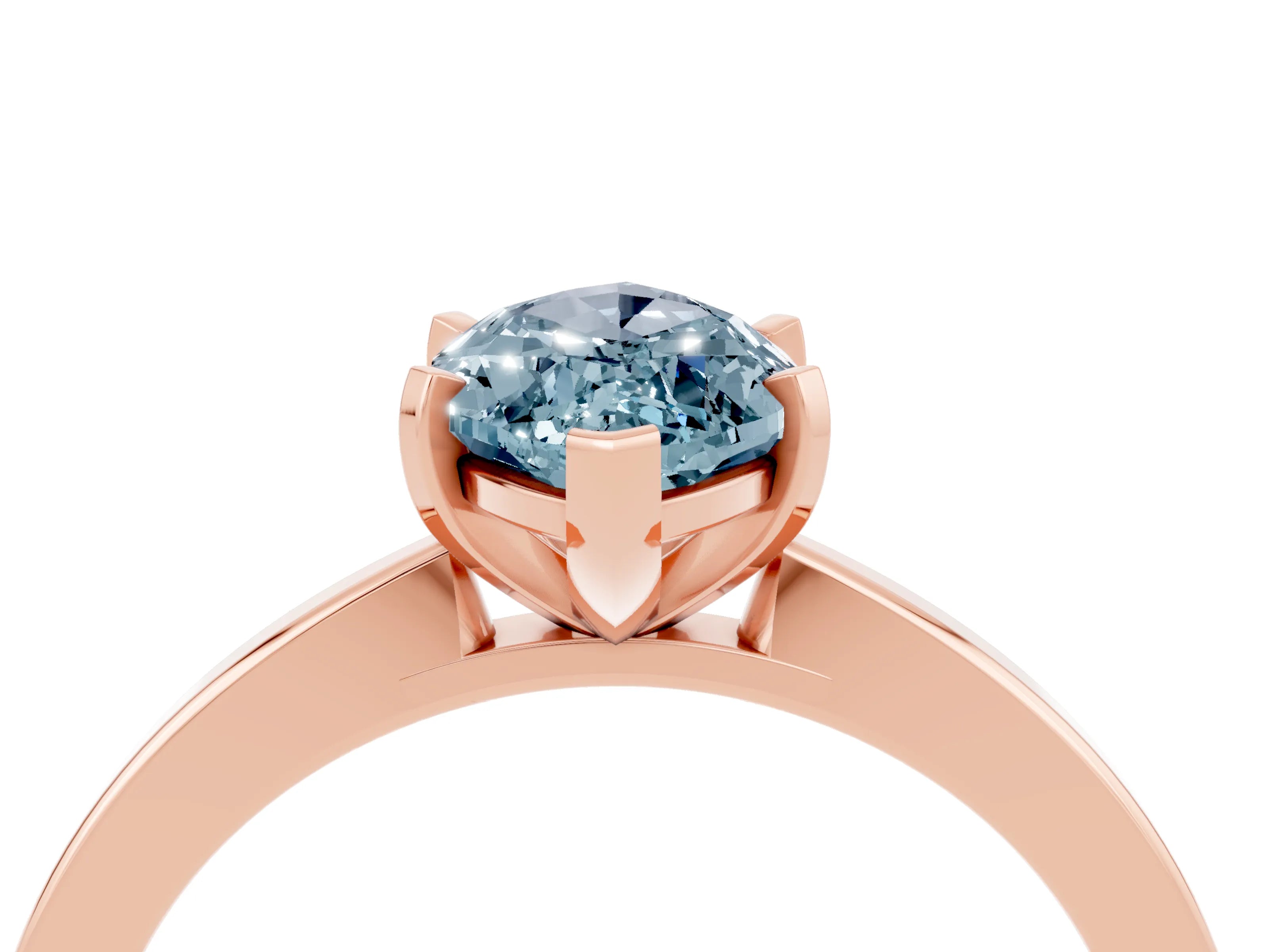Rose gold Marquise Cut Aquamarine Solitaire Engagement Ring with Classic Band and Four-Prong Setting_48