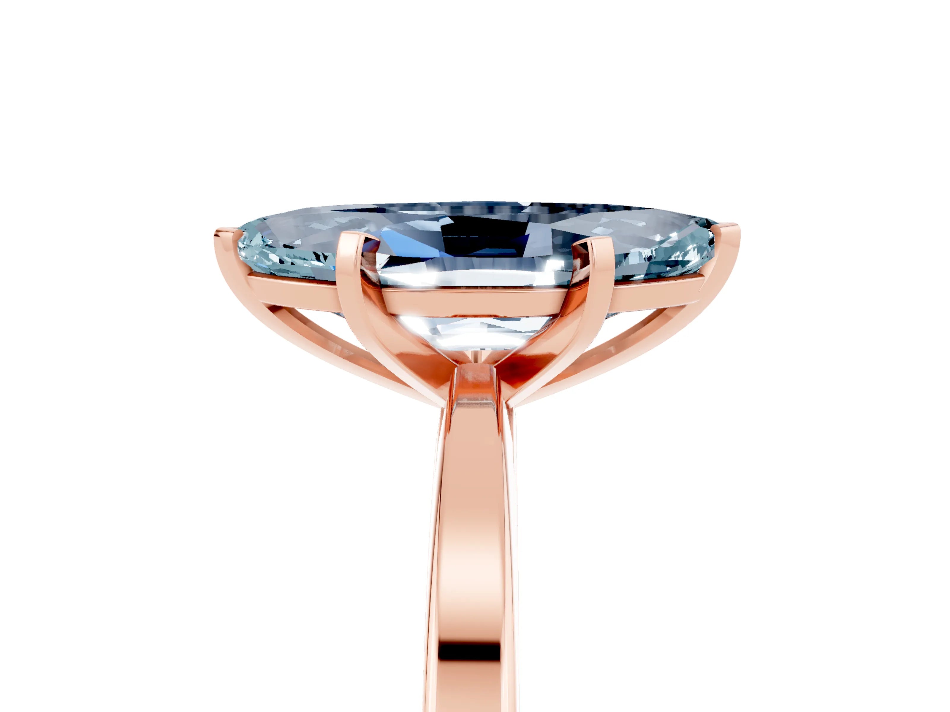 Rose gold Marquise Cut Aquamarine Solitaire Engagement Ring with Classic Band and Four-Prong Setting_49