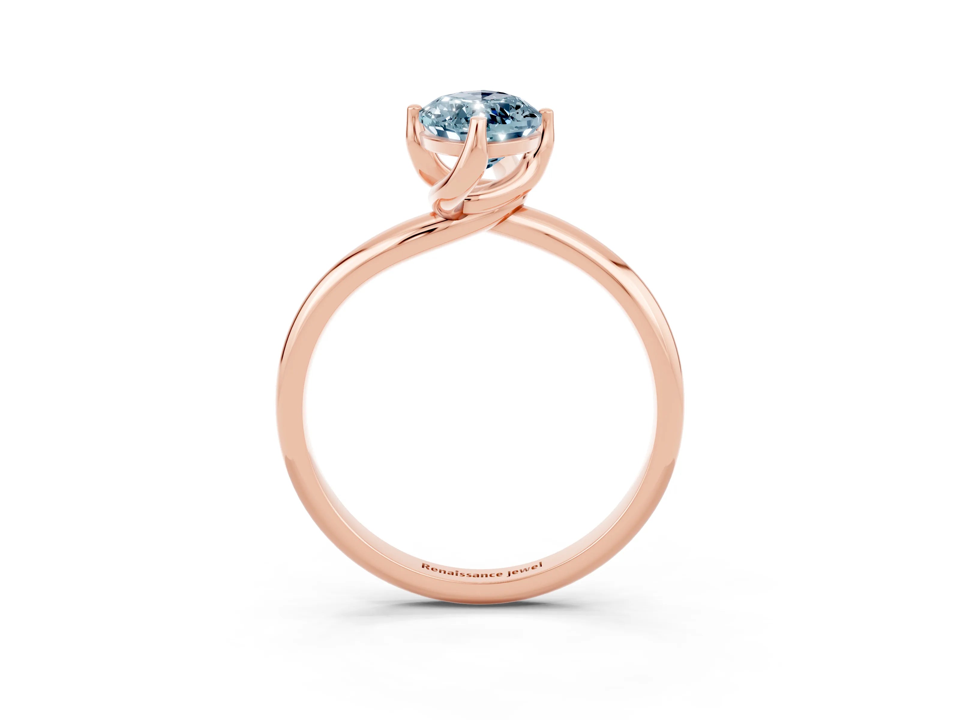 Rose gold Marquise Cut Aquamarine Solitaire Engagement Ring with Four-Prong Setting and Classic Band_15