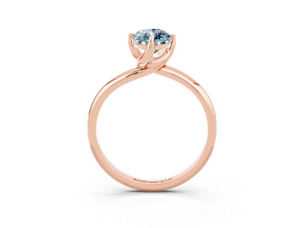 Rose gold Marquise Cut Aquamarine Solitaire Engagement Ring with Four-Prong Setting and Classic Band