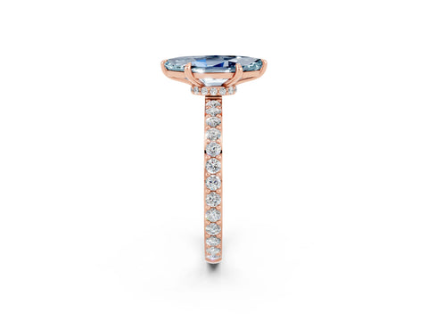 Rose gold Marquise Cut Aquamarine Solitaire Engagement Ring with Pavé Band and Four-Prong Setting_2
