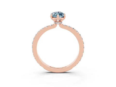 Rose gold Marquise Cut Aquamarine Solitaire Engagement Ring with Pavé Band and Four-Prong Setting_3