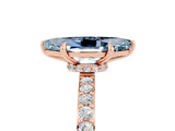 Rose gold Marquise Cut Aquamarine Solitaire Engagement Ring with Pavé Band and Four-Prong Setting_5