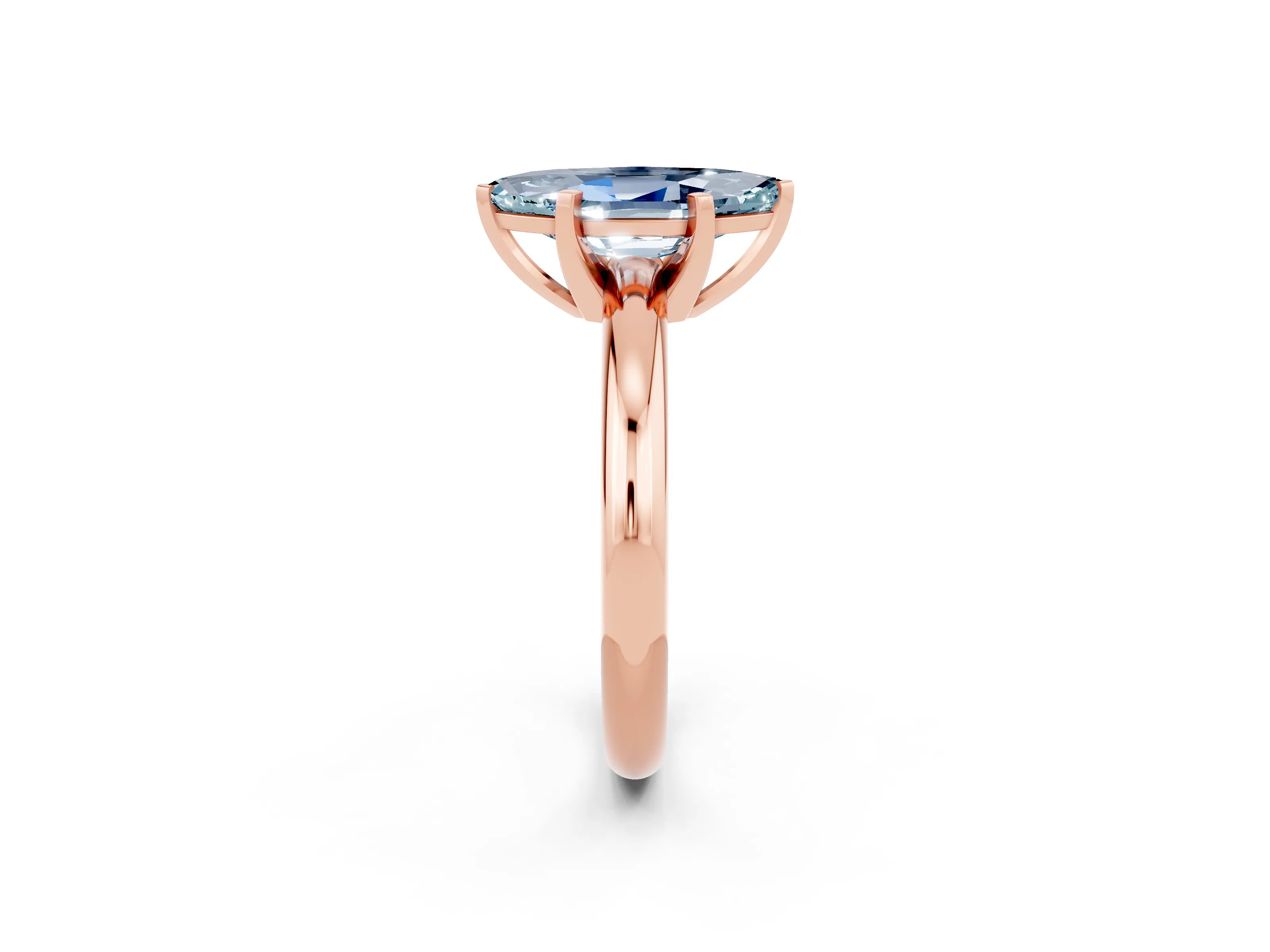 Rose gold Marquise Cut Aquamarine Solitaire Engagement Ring with Round Band and Four-Prong Setting_2