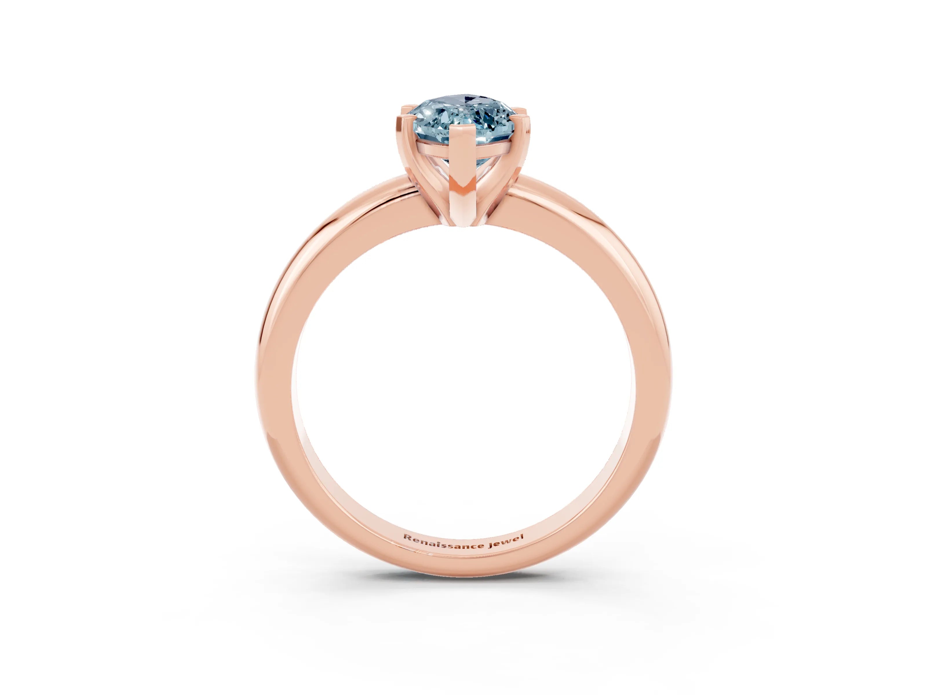 Rose gold Marquise Cut Aquamarine Solitaire Engagement Ring with Round Band and Four-Prong Setting_3