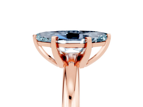 Rose gold Marquise Cut Aquamarine Solitaire Engagement Ring with Round Band and Four-Prong Setting_5