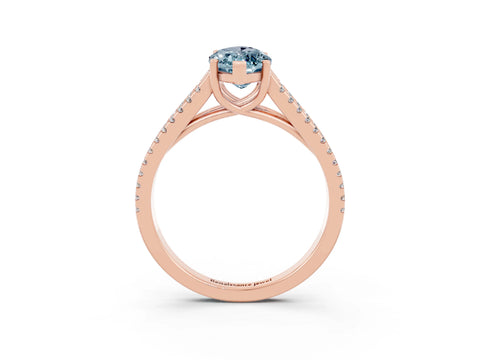 Rose gold Marquise Cut Aquamarine Solitaire Engagement Ring with Split Shank Pavé Band_3