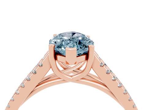 Rose gold Marquise Cut Aquamarine Solitaire Engagement Ring with Split Shank Pavé Band_4