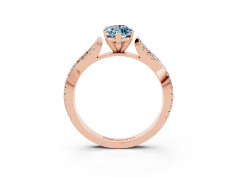 Rose gold Marquise Cut Aquamarine Solitaire Engagement Ring with Twisted Pavé Band and Four-Prong Setting_3