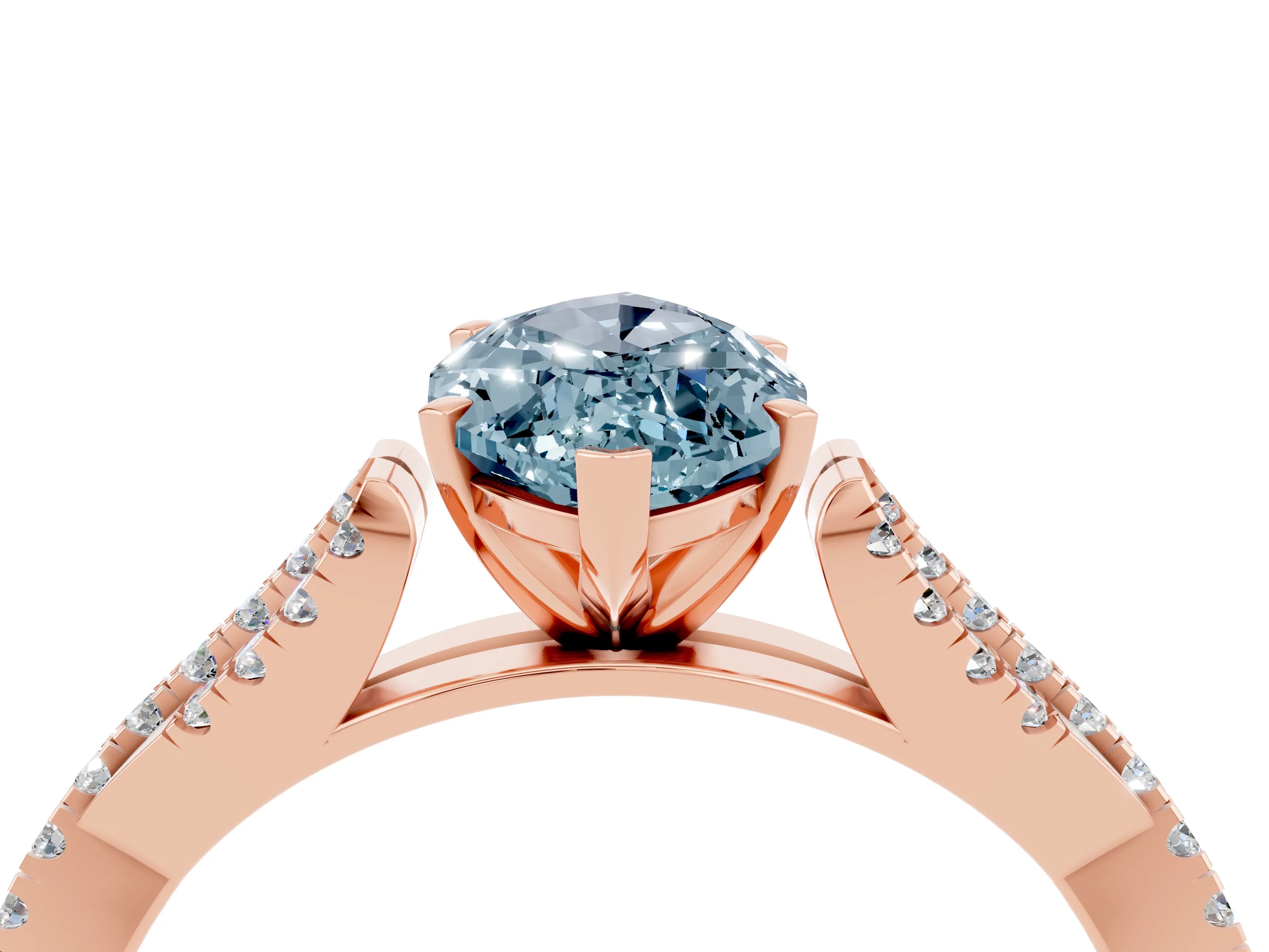 Rose gold Marquise Cut Aquamarine Solitaire Engagement Ring with Twisted Pavé Band and Four-Prong Setting_4