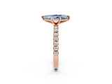 Rose gold Marquise Cut Aquamarine Solitaire Pavé Band with Four-Prong Setting_2