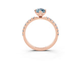 Rose gold Marquise Cut Aquamarine Solitaire Pavé Band with Four-Prong Setting_3