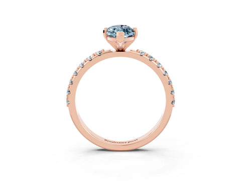 Rose gold Marquise Cut Aquamarine Solitaire Pavé Band with Four-Prong Setting_3