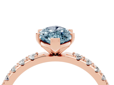 Rose gold Marquise Cut Aquamarine Solitaire Pavé Band with Four-Prong Setting_4