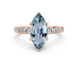 Rose gold Marquise Cut Aquamarine Solitaire Pavé Engagement Ring with Round Band and Prong Setting_12